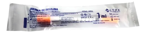 Jeringa Desechable para Insulina de Plastico Marca GTMK